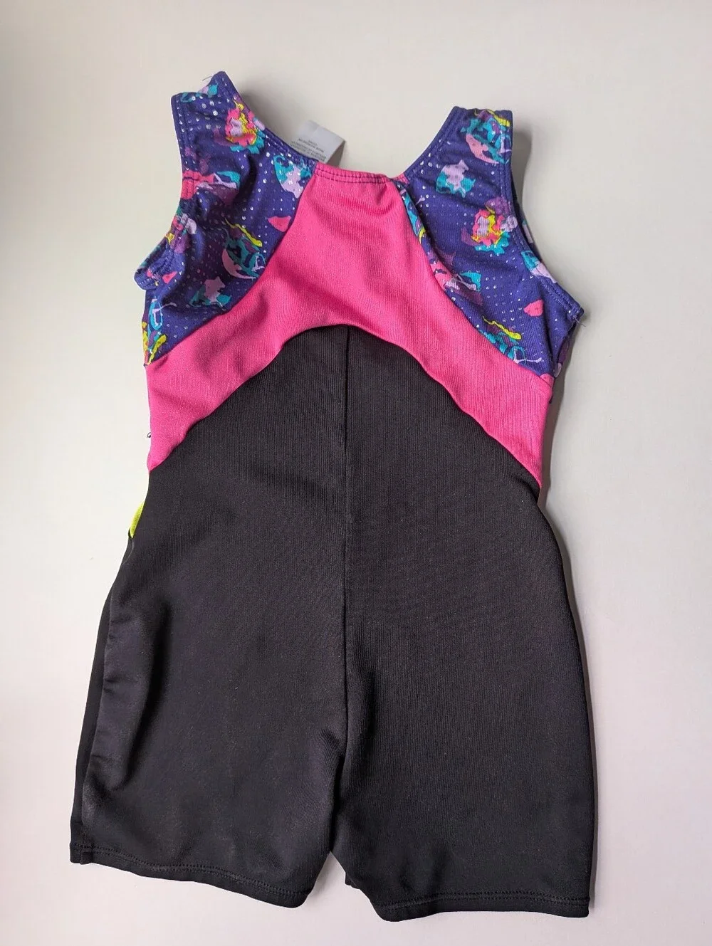 Purple floral color block Freestyle by Danskin kid's leotard biketard bike short